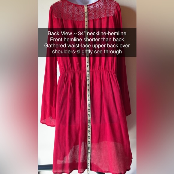 Mini Red Dress Western or Bohemian - Picture 3 of 5